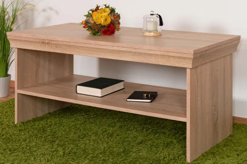 Coffee Table Wewak 10 | Sonoma Oak Finish | 120 x 60 x 55 cm | Modern Design | Spacious Storage