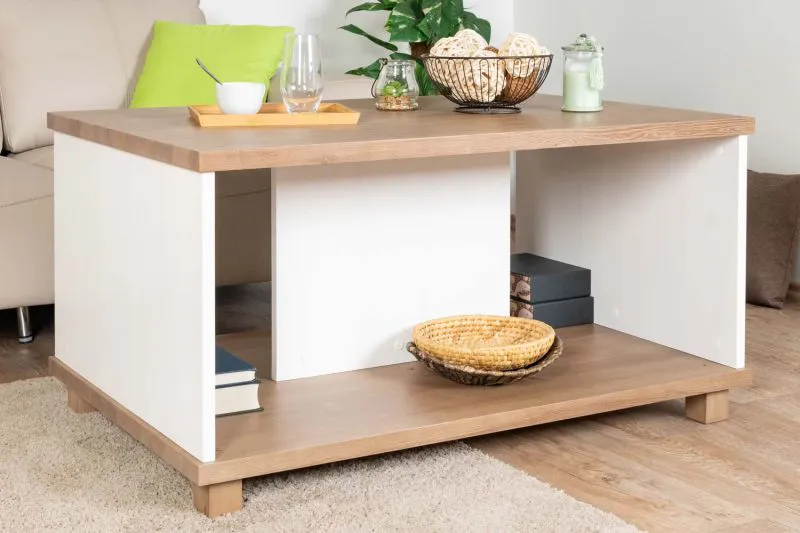 Children's Coffee Table Hermann 11 | White Bleached & Nut Colors | Solid Wood | 110 x 70 x 56 cm