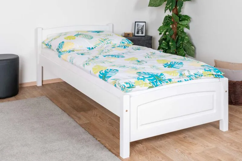 Children's Bed Solid Beech Wood 117 White | Modern Youth Bed | Slatted Frame Included | 90 x 200 cm