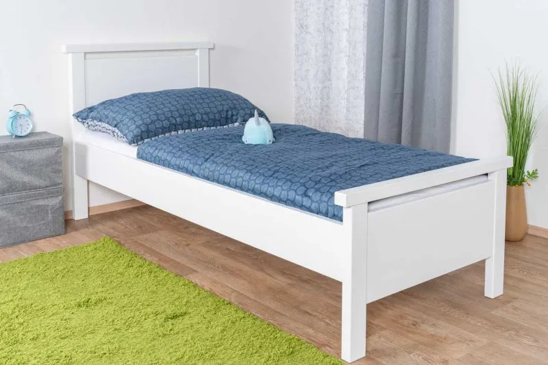 White Children's Bed Solid Pine 70 | Youth Bed with Slatted Frame | 80 x 200 cm | Modern Design