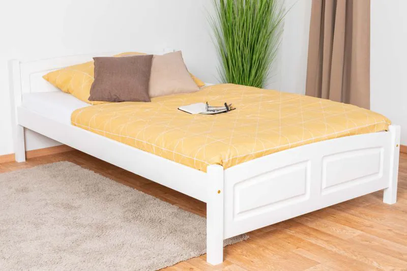 Single bed in white, simple guest bed pine solid wood 80, incl. slatted frame, mattress dimensions 120 x 200 cm, high quality