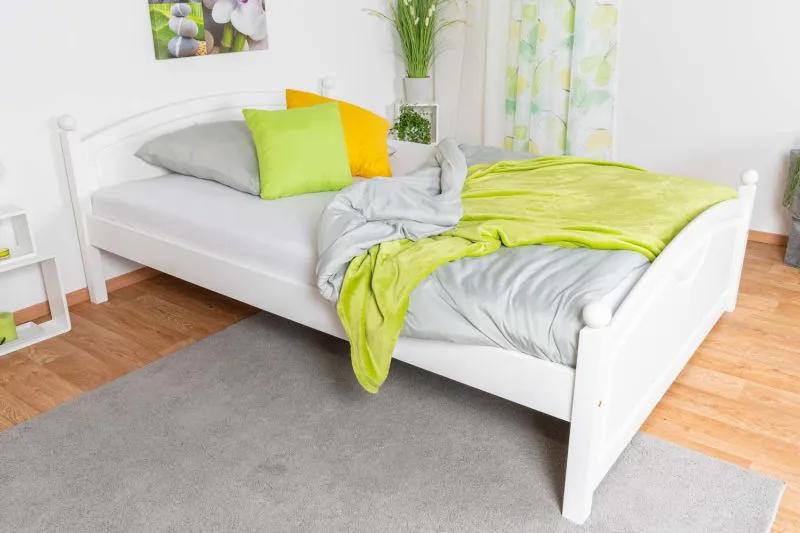 Modern White Children's Bed | Solid Pine Youth Bed 81 | 140 x 200 cm | Includes Slatted Frame | Durable & Robust