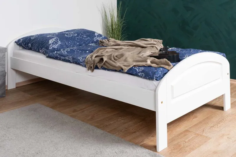 White Children's Bed | Elegant Youth Bed Solid Pine 88 | 90 x 200 cm | Slatted Frame Included | Quick Assembly