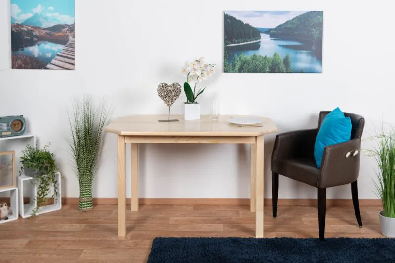 Solid Pine Wood Table Junco 229A | Square Design | Natural Finish | 75 x 120 cm