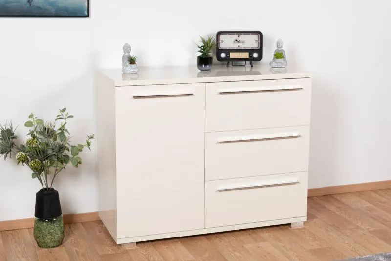 Chest of Drawers Siumu 12 | Beige High Gloss | 85 x 107 x 45 cm | Soft Close | Modern Storage