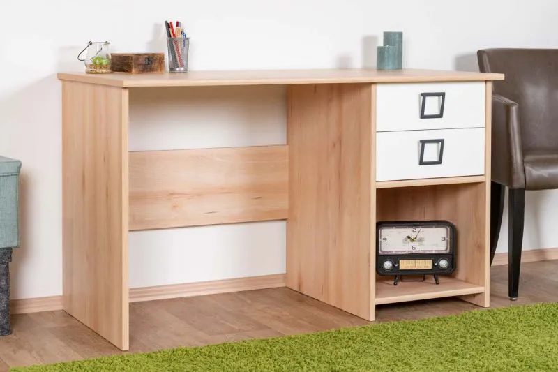 Children's Desk Benjamin 28 | Beech/White | 74 x 125 x 60 cm | 2 Drawers | Modern Design