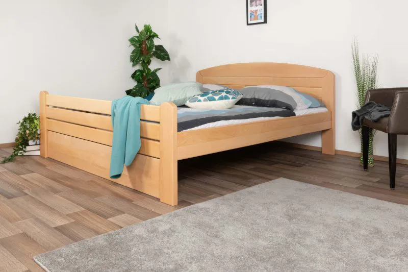 Double Bed "Easy Premium Line" K7 | Solid Beech Wood | 160 x 200 cm | Natural Finish | Modern Design