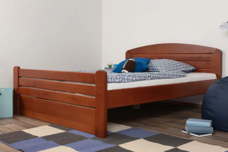 Youth Bed Easy Premium Line K7 | 160 x 200 cm | Solid Beech Wood | Cherry Finish | 1 Cover Panel Included