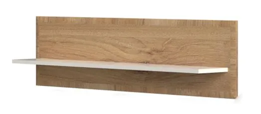 Wall Shelf Gataivai 30 | Beige High Gloss & Walnut | 35 x 135 x 21 cm | Modern Suspended Rack