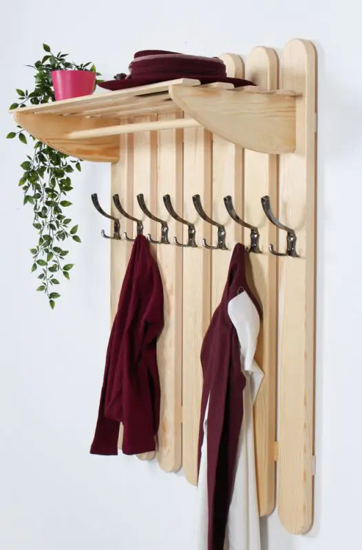 Garderobe solid, natural pine wood Junco 346 – Dimensions 100 x 80 x 33 cm