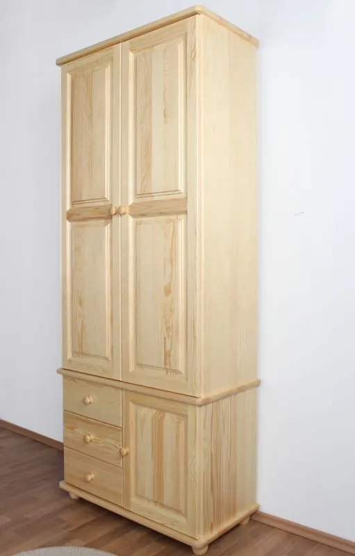 Solid Pine Wardrobe | Natural Finish | Junco 40 | 195 x 84 x 42 cm | Premium Craftsmanship