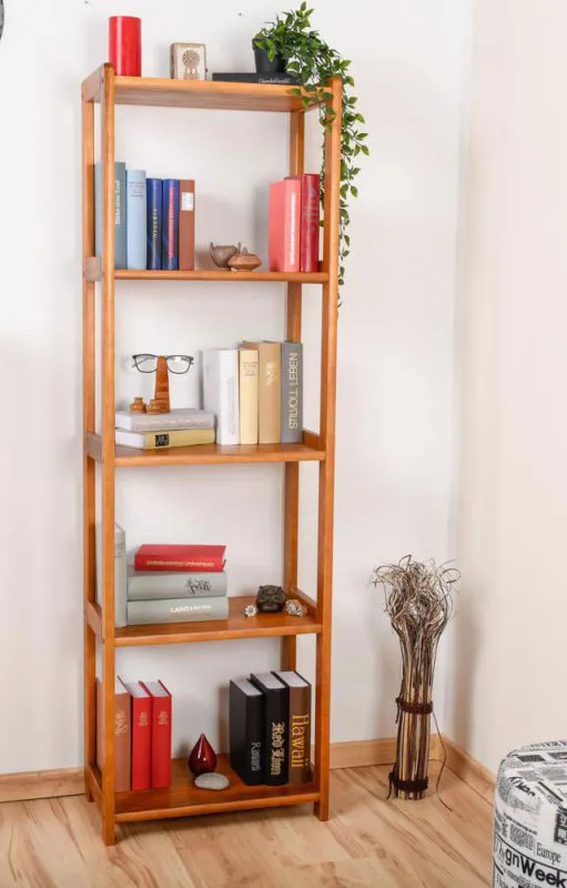 Solid Pine Wood Shelf Oak Finish Junco 55D | 164 x 50 x 30 cm | 4 Spacious Shelves | Modern Design