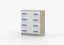 Smolikas 03 Chest of Drawers | 80 cm Wide | White & Sonoma Oak | 4 Drawers | Blue Wooden Handles | 90 x 80 x 40 cm | Spacious Storage