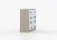 Smolikas 03 Chest of Drawers | 80 cm Wide | White & Sonoma Oak | 4 Drawers | Blue Wooden Handles | 90 x 80 x 40 cm | Spacious Storage
