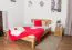 Youth bed / futon bed made of oiled solid oak wood Wooden Nature 01, mattress size: 140 x 200 cm, with headboard, frame thickness 25 mm