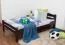 Single bed/ guest bed "Easy Premium Line" K4, 120 x 200 cm solid beech wood chocolate brown lacquered