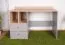 Modern desk with 2 drawers and 2 open compartments, 83 x 120 x 55 cm, oak / gray, teen bedroom desk, black handles, ABS edges