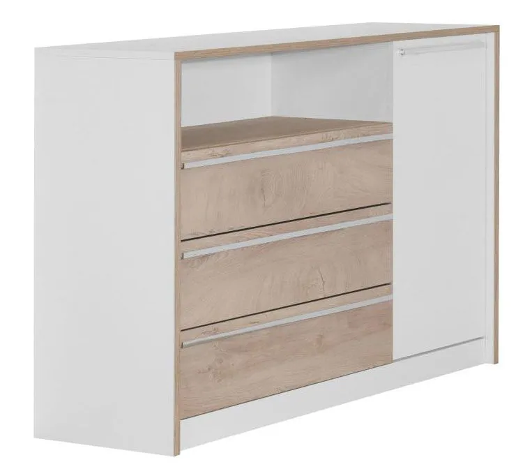 Chest of drawers Cerdanyola 10, Colour: Oak / White - Measurements: 91 x 148 x 40 cm (H x W x D)