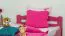 Youth Bed Easy Premium Line K4 | 120 x 200 cm | Solid Beech Wood | Pink Lacquered | Modern Design | Roll-Out Slat Base