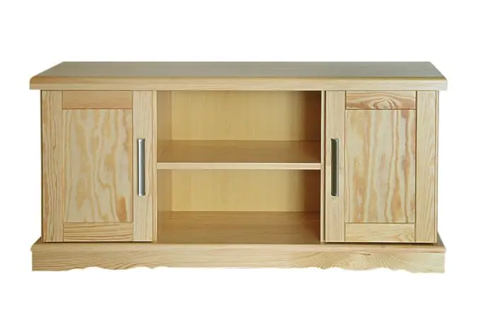 Sideboard Buteo 08, 2 door, solid pine wood, clearly varnished - H56 x W120 x D40 cm