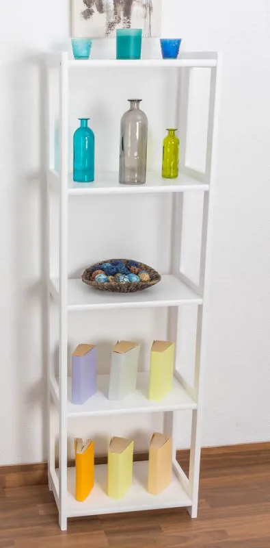Junco 55D Solid Pine Shelving Unit, White Lacquered - 164 x 50 x 30 cm (H x W x D)