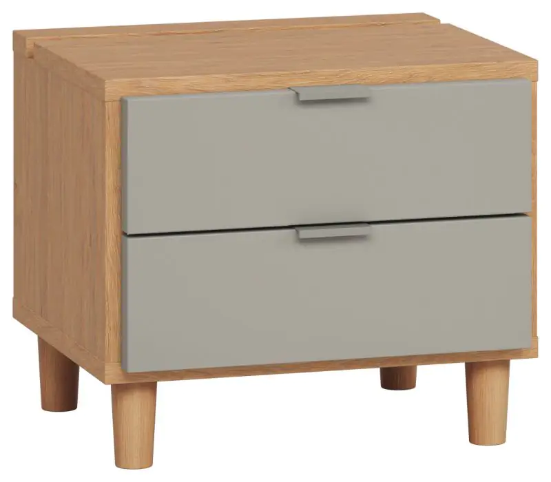 Night dresser Nanez 16, Colour: Oak / Grey - Measurements: 40 x 45 x 40 cm (H x W x D)