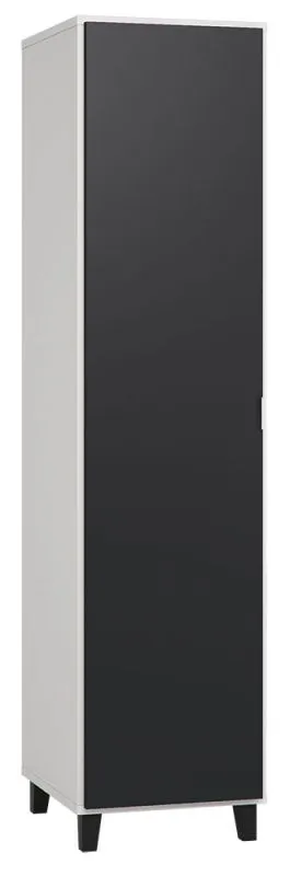 Vacas 12 Hinged Door Wardrobe | White/Black | 195 x 47 x 57 cm | Soft Touch Finish | LED Sensor Lighting