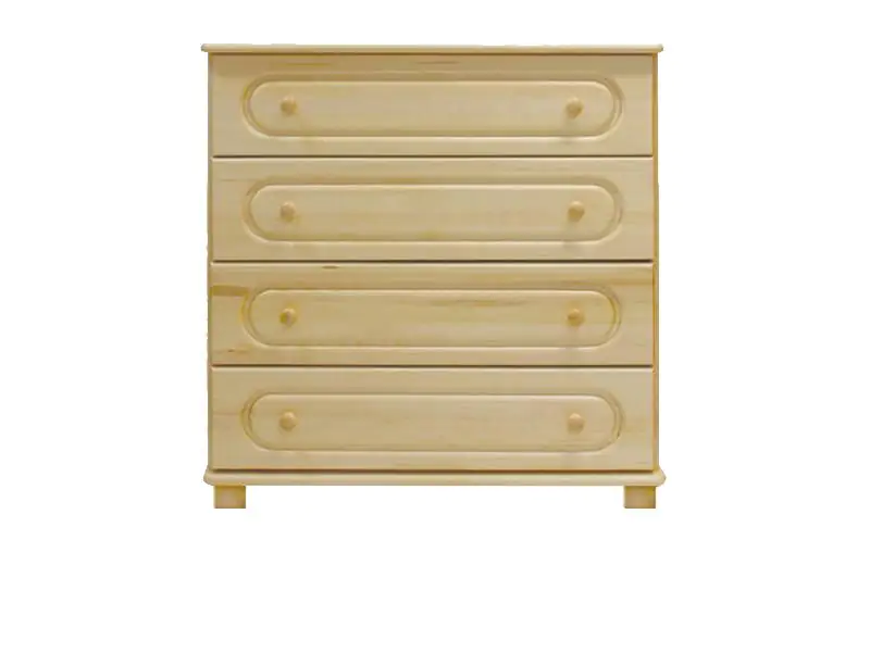 Chest of drawers 014, solid pine wood, clearly varnished, 4 drawer - H100 x W100 x D42 cm 