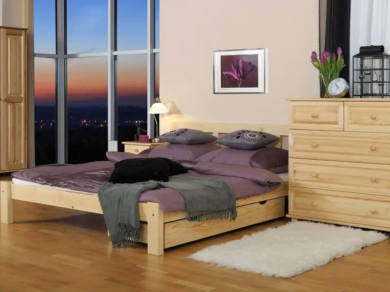 futon bed / solid wood bed solid pine wood natural A4, incl. slatted frame - size 160 x 200 cm 