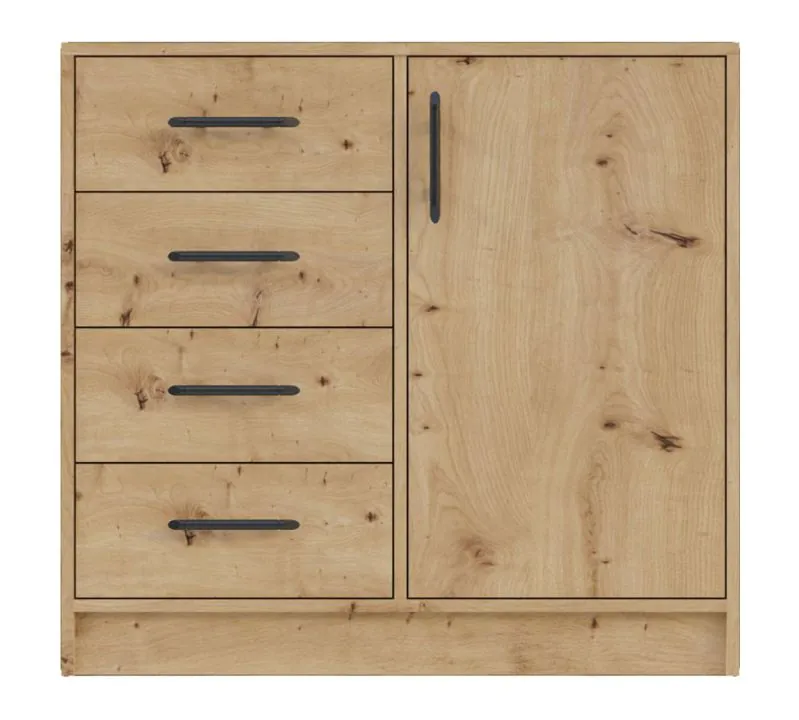 Narrow chest of drawers Hannut 32, color: Artisan oak - Dimensions: 84 x 90 x 40 cm (H x W x D)