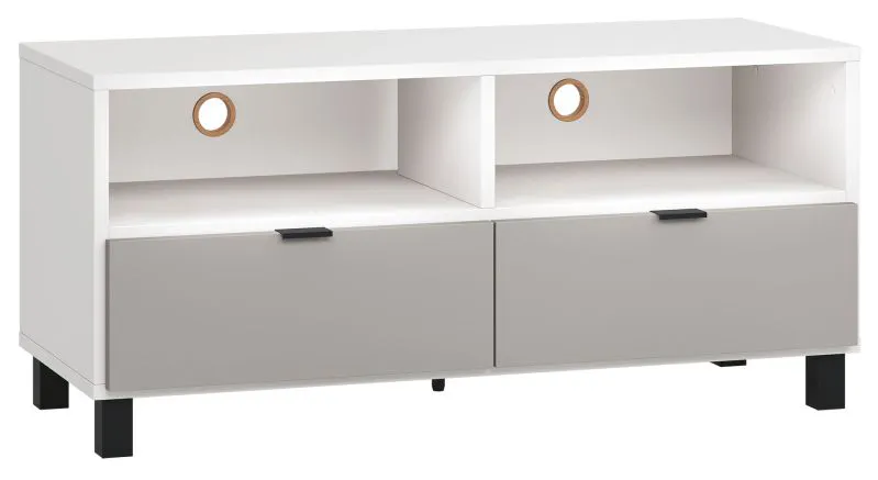 TV Base Cabinet Pantanoso 10 | White / Grey | 56 x 120 x 47 cm | Modern Storage Solution