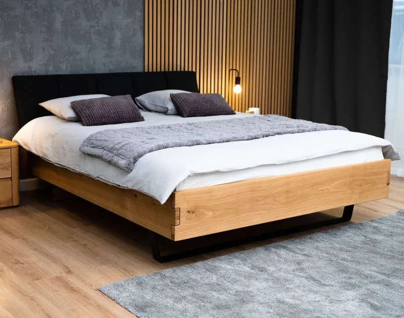 Ordino 04 Double Bed, Solid Oak, Oiled - Sleeping surface: 180 x 200 cm (W x L)