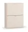 Shoe Cabinet with Two Tilt Doors | 6 Compartments | Beige & White Handles | 65 x 32 x 90 cm | Space-Saving Storage for Entryway