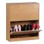Shoe cabinet Apolo 146, color: beech / grey, with two compartments per flap - Dimensions: 87 x 75 x 24 cm (H x W x D)