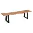 Bench with natural seat top, Color: Acacia / Black - Dimensions: 45 x 180 x 40 cm (H x W x D), Robust metal feet in triangle shape