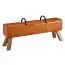Bench made of genuine leather and solid wood, color: brown / mango - Dimensions: 60.5 x 133 x 34 cm (H x W x D)