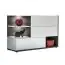 Sideboard / chest of drawers Bjordal 43, color: white high gloss / brown - dimensions: 77 x 120 x 40 cm (H x W x D), with push-to-open function