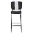 Bar stool in vintage design, color: black / white / chrome, with upholstered seat and backrest