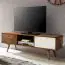TV cabinet with retro elements, color: sheesham / white - Dimensions: 45 x 140 x 35 cm (H x W x D), with cable feed-through at the back