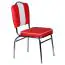 Dining chair in 50s look, color: red / white / chrome, integrated handle on the backrest