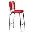 Counter chair in 50s look, color: red / white / chrome, with large backrest