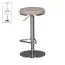 Bistro stool with lavishly upholstered seat, color: beige / silver, height-adjustable & 360° rotatable