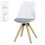 Upholstered chair set of 2 with friendly colors & light wood, color: white / gray / oak, seat with linen cover