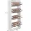 Shoe cabinet with 4 tilt compartments, color: white / Sonoma oak - Dimensions: 125 x 50 x 24 cm (H x W x D), for approx. 24 pairs of shoes