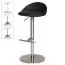 Bar stool with backrest Apolo 168, color: black / brushed stainless steel, height-adjustable & 360° rotatable