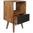 Bedside table in retro style, color: sheesham / black - Dimensions: 70 x 40 x 35 cm (H x W x D), made of sheesham solid wood