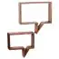 Hanging shelf 2 parts in speech bubble shape, color: acacia - Dimensions: 49 x 50 x 13 cm (H x W x D), made of solid acacia wood