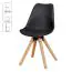 Upholstered chair set of 2 in Scandinavian style, color: black / oak, chair legs made of Hevea solid wood