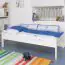 Children's bed / kid bed "Easy Premium Line" K1/1h, 90 x 200 cm solid beech wood, White lacquered