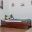 Children's bed / Youth bed "Easy Premium Line" K1/1h incl. trundle bed frame and cover plates, solid beech wood, dark brown - 90 x 200 cm